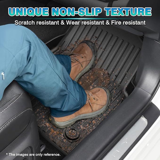 T TGBROS Floor Mats Custom Fit for 2015-2022 Ram ProMaster City Accessories All Weather Protection TPE Front Row Seat Floor Liners Set Non-Slip Black-2PCS