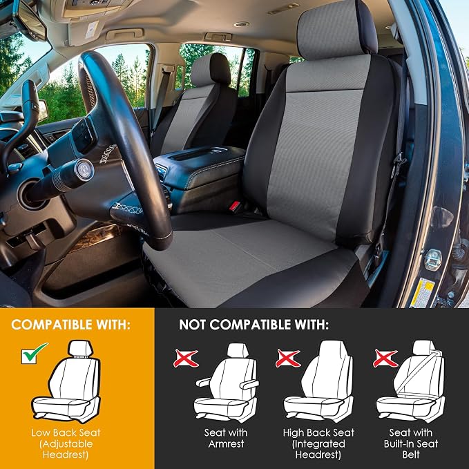 LPI Truck Maverick Heavy Duty Seat Covers for Front Seats; Fits Full-Size SUV or Truck; Includes Front and Rear Storage Pockets, Built-in Molle Style Organizer; Semi-Custom Fit; 2pcs