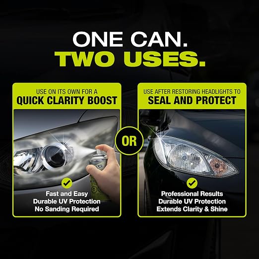 Detour 1-Step Headlight Restoration Spray - 2-in-1 Headlight Coating and Quick Restorer for Plastic Car Headlights, Long-Lasting UV Protection, Easy to Apply, 3 oz