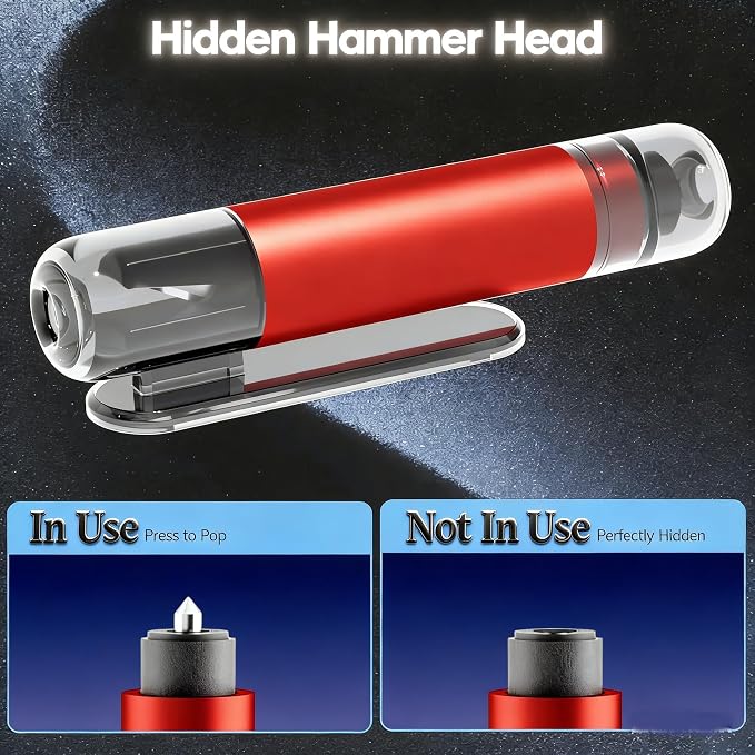 Car Window Breaker & Seatbelt Cutter, 2-in-1 Emergency Escape Tool, Auto Glass Breaker Spring Loaded Safety Hammer for Sinking Cars, Flood Rescue, Locked Doors, New Cars & Family Travel 4PCS