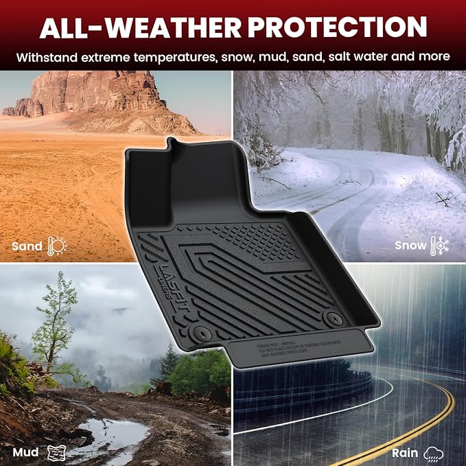 LASFIT Floor Mats & Cargo Mat for Hyundai Santa Fe 2023 2022 2021 (Only Fit Gas, Not Fit Hybrid or PHEV) All Weather TPE Custom Fit Floor Liners Accessories, Full Set Car Mats and Trunk Mats