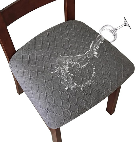 Genina Waterproof Seat Covers for Dining Room Chairs Covers Dining Chair Cover Kitchen Chair Covers (Dark Gray, 2 Pcs)