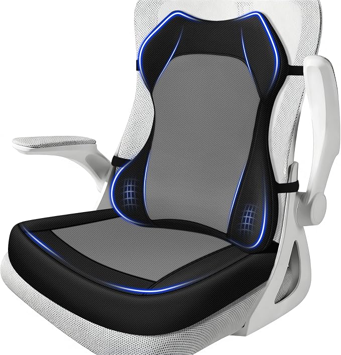 Seat Cushion,Lumbar Support Pillow for Office Chair,Ergonomic Memory Foam Back Support Pillow, High Density Foam Chair Cushion for Sciatica Pain Relief Coccyx Pad for Chair,Car,Desk,Grey
