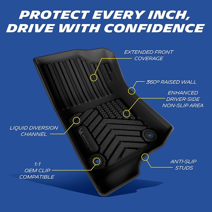 Michelin Vehicle Mats, All-Weather TPE Custom Fit Liner for 2020-2026 Jeep Gladiator JT, Premier