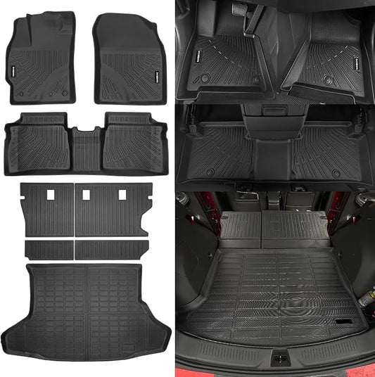 Naibeve Floor Mats for 2010-2014 Toyota Prius - All Weather Custom for Toyota Prius Floor Mats & Cargo Mat & Backrest Mats Waterproof Interior Accessories