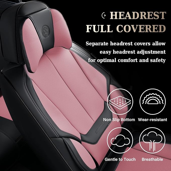 Coverado Car Seat Covers, Seat Covers for Cars, Waterproof Leather Auto Seat Protectors, Leather Car Seat Cushion, Car Interiors Accessories Universal Fit for Most Cars