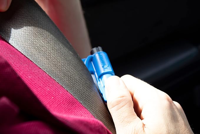 resqme The Original Emergency Keychain Car Escape Tool, 2-in-1 Seatbelt Cutter and Window Breaker, Made in USA, Pack of 6, Blue, Red - Compact Emergency Hammer
