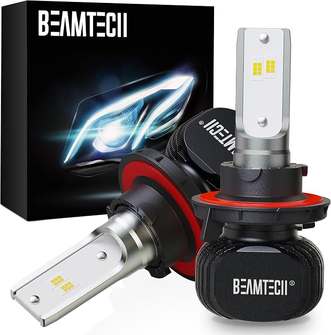 BEAMTECH H13 Bulbs, 9008 Fog Bulbs 300% Brighter Fanless Adjustable, 2 PCS