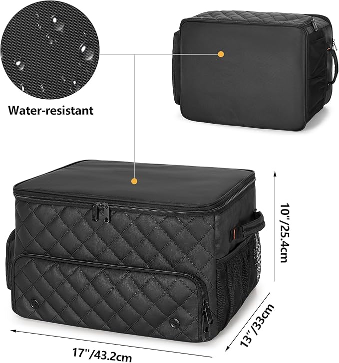 PGmoon 2 Layer Golf Trunk Organizer, Golf Car Storage Organizer,Black | Individual Ventilated Compartment for 2 Pairs Shoes, Golf Car Locker for Balls, Clothes, Tees, Gloves, Accessories (Black)