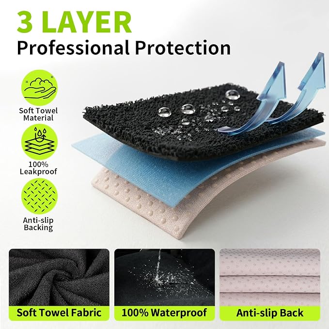 Leader Accessories Waterproof Towel Car Seat Cover, Front Bucket, Black | Universal Non-Slip, Fits Car Truck SUV, Machine Washable, For Dog & Kid, Pets, Yoga, Gym, Beach, Swimming, Outdoor Sports