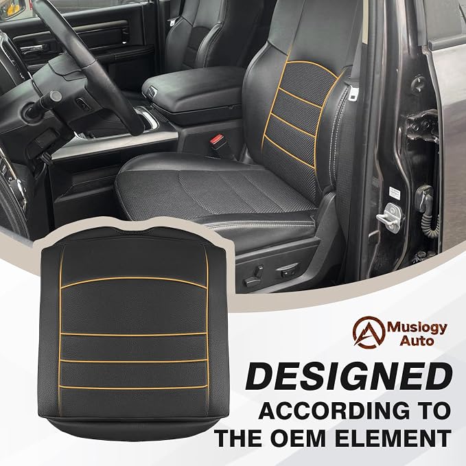 Muslogy Center Console Armrest Cover Fit for Dodge Ram1500/2500/3500 2013-2018 Accessories, Comfort Armrest Pad Console Lid Cushion Vegan Leather 1-Inch Extra Thick(Bucket Seat ONLY)