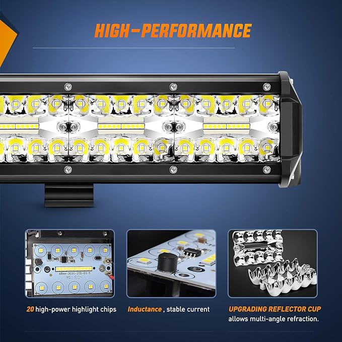 Nilight LED Light Bar 20Inch 420W Flood Spot Combo Triple Row Driving Lamp Roof Bumper Off Road LED Work Lights Pods for Van Camper Wagon Car Pickup Golf Cart ATV UTV SUV Truck Boat 4x4