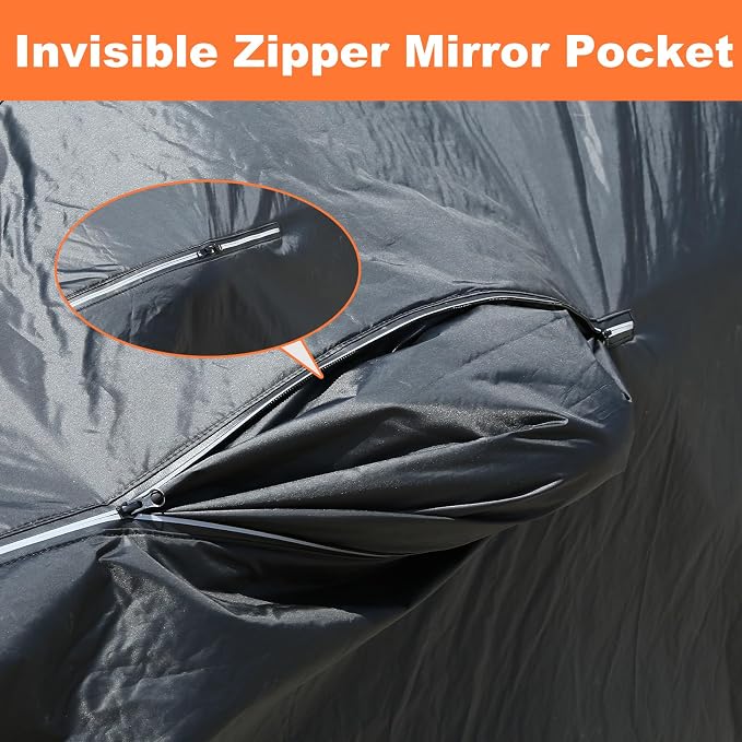 Car Cover Waterproof All Weather, Coverado Outdoor Full Exterior Covers Soft Cotton Backing Rain Uv Hail Protector Car Cover with Invisible Mirror Pocket Universal Fit for Mercedes etc (183"-193")