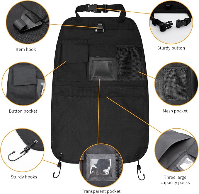 Back Seat Car Organizer with Car Storage Bags, Universal Car Organizers and Storage Truck Organizer(Black)
