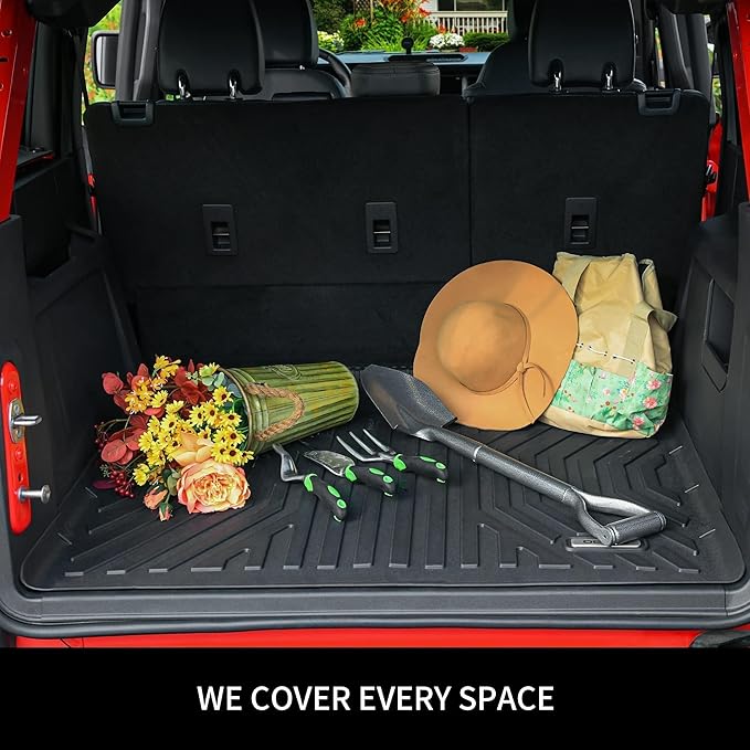 OEDRO Cargo Trunk Liner Floor Mat Compatible with 2010-2024 Toyota 4Runner with 3rd Row Seats, Unique Black TPE All-Weather Guard Cargo Mats