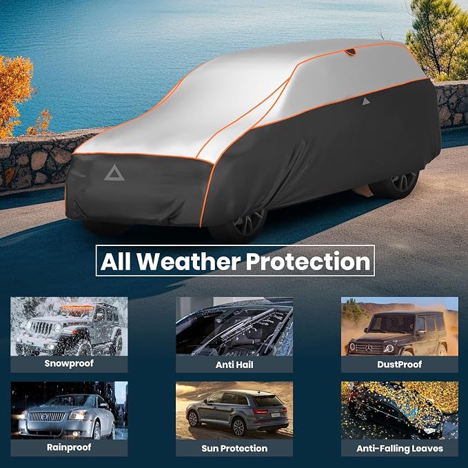 Favoto Hail Protector Car Cover Waterproof SUV Car Cover | Hail Snow Rain Protection Padded Outdoor Heavy Duty with Reflective Strips Full Exterior Cover Fit for SUVs up to 198"