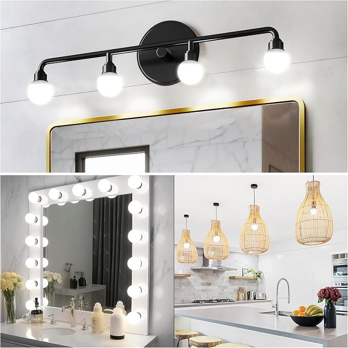 G25 9W LED Globe Bulbs 100W Equivalent Vanity Light Bulbs for Bathroom | 5000K Daylight White 900LM, E26 Base Round Makeup Mirror Bathroom Lights Bulb Décor Lighting, 4 Pack