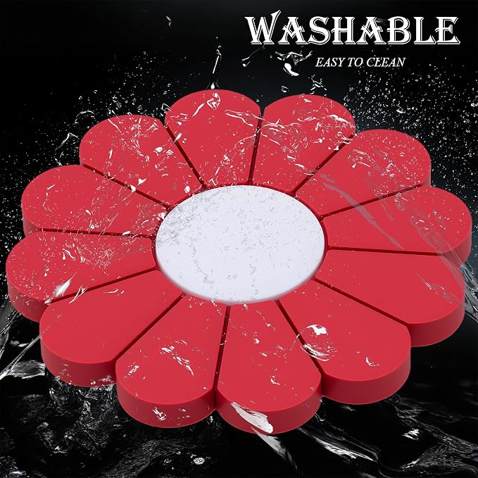 2-Pack Car Cup Holder Coaster Inserts, Daisy Shape, 2.75 Inch Non-Slip Silicone Cup Holder Insert, Universal Non-Slip Cup Holders, Car Accessories Interior for Women and Man (Red)