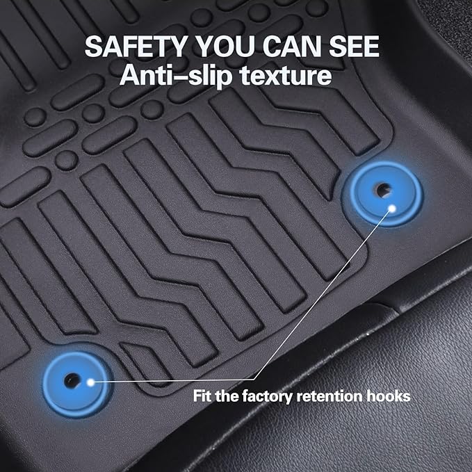 Floor Mats for 2021-2023 Elantra N (No Fit 21-23 Hybrid) All Weather Protection Custom TPE Rubber Floor Odorless Anti-Slip Waterproof, 1st & 2nd Row, Black