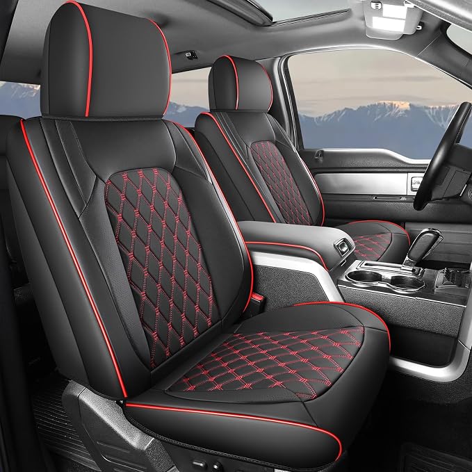 Umbrauto Leather Seat Covers for Silverado/Sierra, Waterproof Custom Full Set Seatcovers for Chevy Silverado/GMC Sierra 2007-2013 & 2019-2026 1500, 2020-2026 2500HD 3500HD Crew/Double/Extended Cab