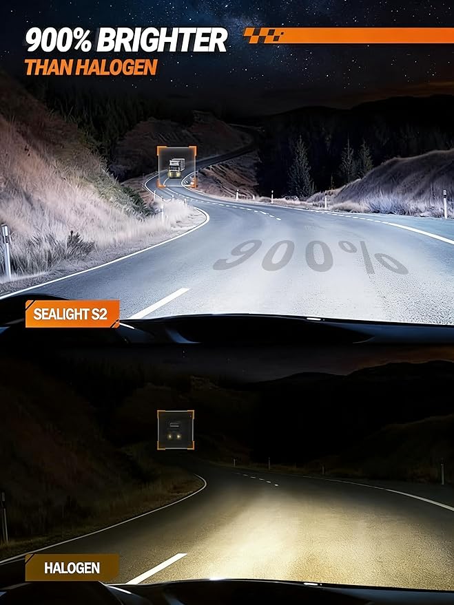 SEALIGHT H7 Bulbs 60000LM for ATVs & Powersports, 2024 Version, 60000LM Brighteness Wireless Fog Lights Easy Installation 10 Years Lifespan Daytime Running Lamp Modules- Pack of 2