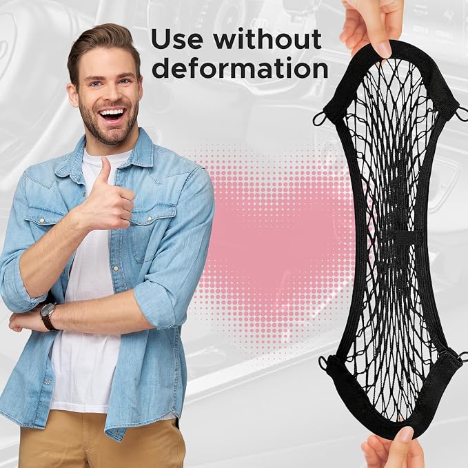 2 Pcs Small Cargo Net- Car Storage Organizer with Elastic Pocket | 9.8×13.7in Cargo Storage Net Trunk/Boat/Home Storage Mesh/ RV/ Screws/Hooks