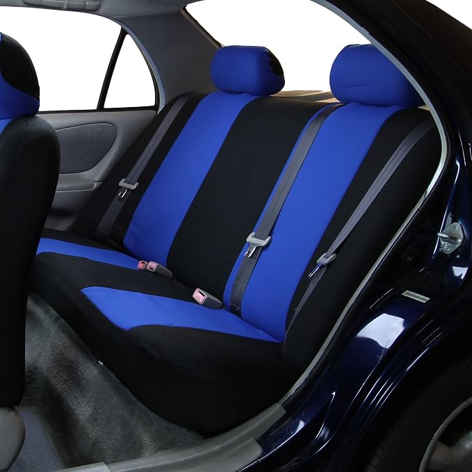 FH Group Car Seat Cover for Back Seat Cloth - Universal Fit Rear Seat Covers for Cars with Solid Bench,Car Seat Protector for Dogs and Kids,Car Interior Accessories for SUV, Sedan and Van Blue