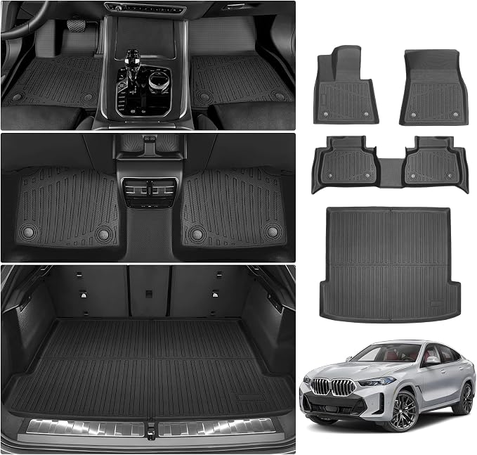 Cartist Floor Mats for BMW X6 2020-2025 2026, All Weather Cargo Liner for X6 Accessories, Heavy Duty Car Mats for BMW X6 M/M50i/sDrive40i/xDrive40i G06, Car Accessories