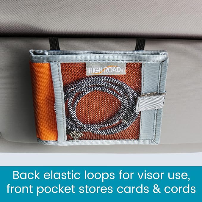 High Road Car Registration and Insurance Card Holder for Sun Visor, Glove Box or Console with 2 Clear Hidden Car Document Pockets and Front Card Pocket