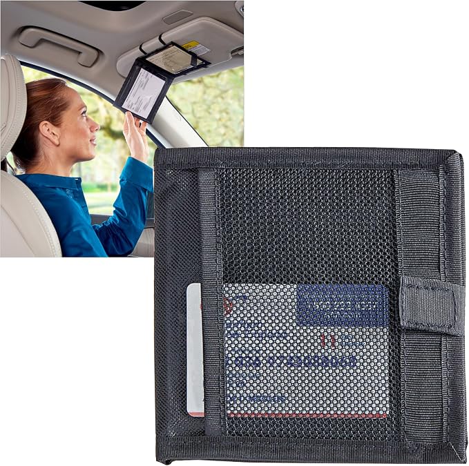High Road Car Registration and Insurance Card Holder for Sun Visor, Glove Box or Console with 2 Clear Hidden Car Document Pockets