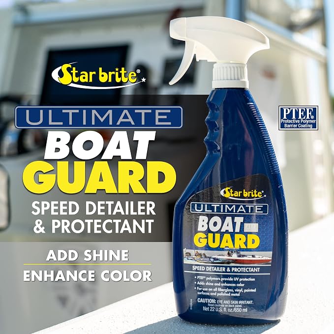 STAR BRITE Ultimate Boat Guard Speed Detailer & Protectant Spray - High-Gloss UV Protection for Marine Surfaces, Easy Spray On Wipe Off Formula
