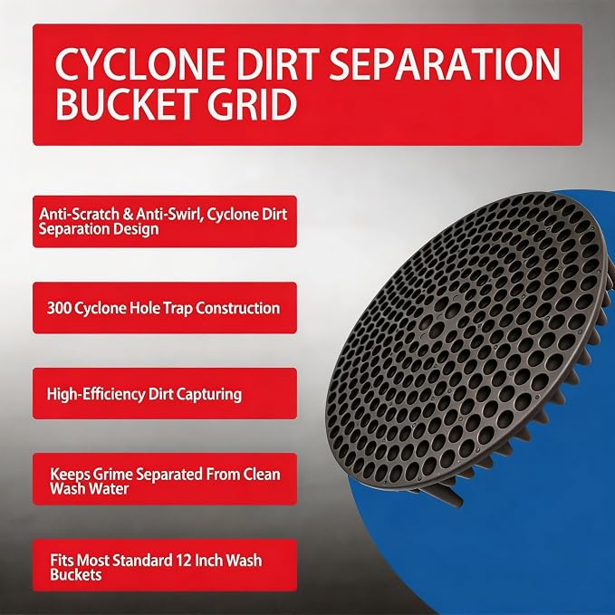 10.4in Heavy Duty Car Wash Bucket Grit Trap Insert (2 Pack) with Premium Wash Mitt & Microfiber Towel - Auto Detailing Dirt Separator Filter, Car Washing Accessories (Black Kit)