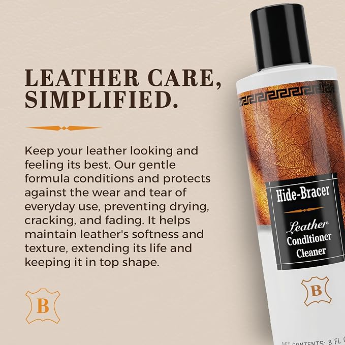 Leather Cleaner and Conditioner 8 Fl Oz | Cleans, Conditions, Protects | Prevents Drying, Cracking & UV Fading of Leather Jackets, Furniture, Car Seats, Purses