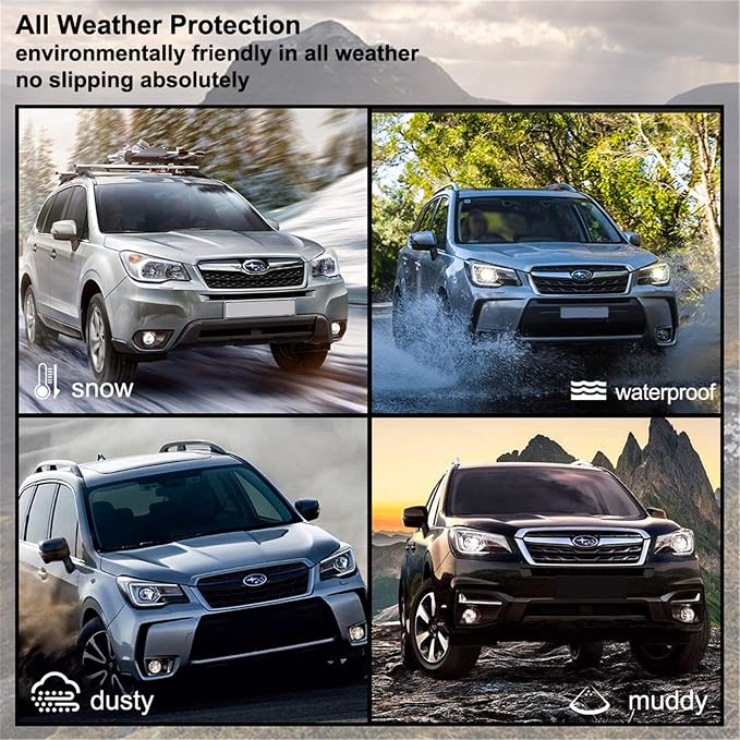 Kiwi Master Floor Mats for 2014-2018 Subaru Forester | Custom Fit All Weather Car Mats, Heavy Duty TPE Floor Liners, Front & Rear 2 Row Set, Black
