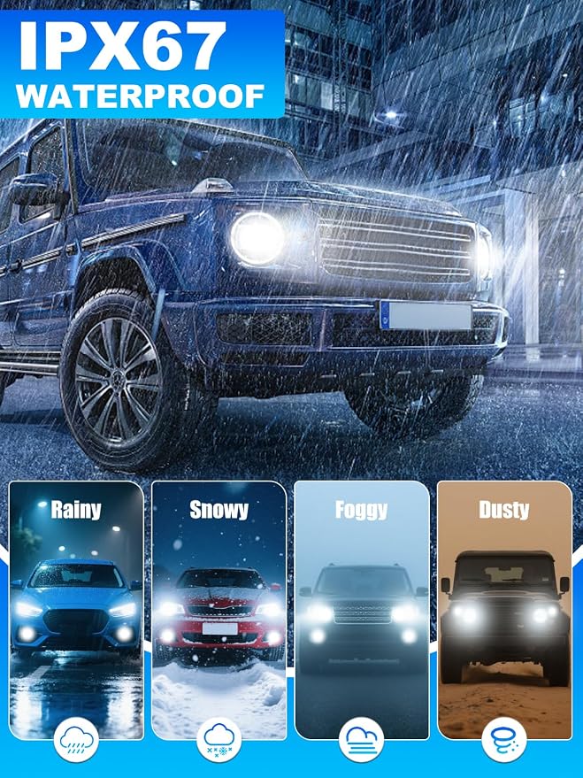 rimthin 9005+H11 Bulbs Combo, H 11 9005 Tail Lights Bulb, 64,000LM 800% Brighter with Cooling Fan, Plug and Play, Pack of 4