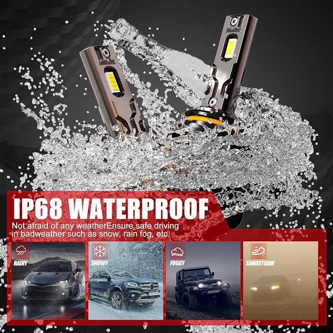 Bulb, 26000LM Super Bright 6500K 800% Brighter Bulbs with Turbo Fan, IP68 Waterproof, Plug-N-Play (9006/HB4)