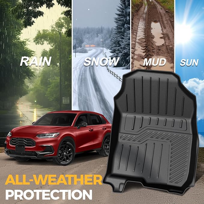 Floor Mats for Honda HR-V 2023-2026 2027, All Weather Floor Mats Trunk Cargo Liner with Backrest Protectors and Door Sill Guards Accessories, Full Coverage Set