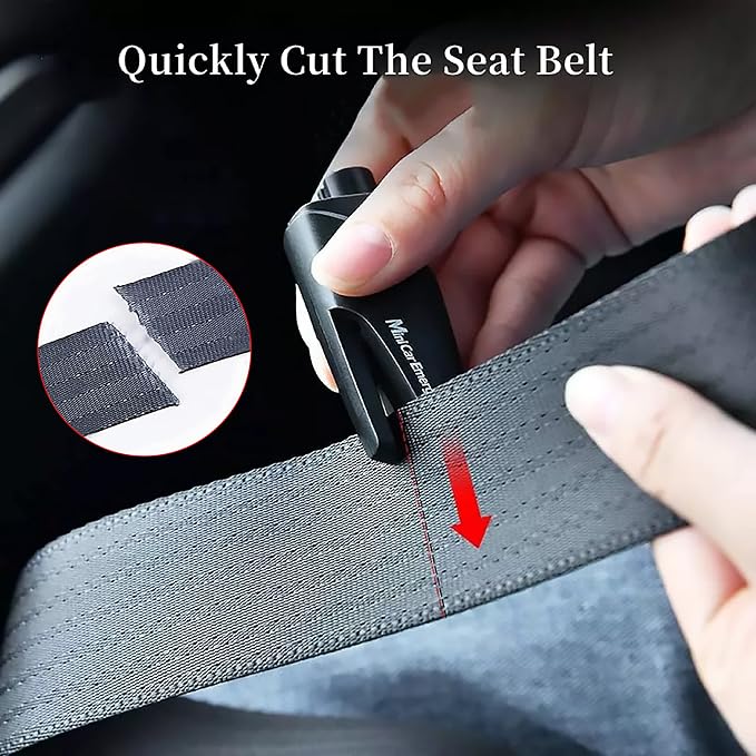 4-Pack Car Window Breaker Keychain Seatbelt Cutter, 3-in-1 Glass Breaker and Seat Belt Cutter, Car Emergency Escape Tool with User Manual for Land and Underwater