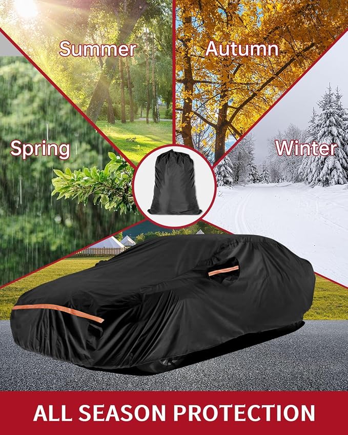 INSAUTO Custom Fit Car Cover for Dodge Challenger 2008-2025, Waterproof All Weather Full Exterior Protection, Sun Rain Snow, with Driver Door Zipper