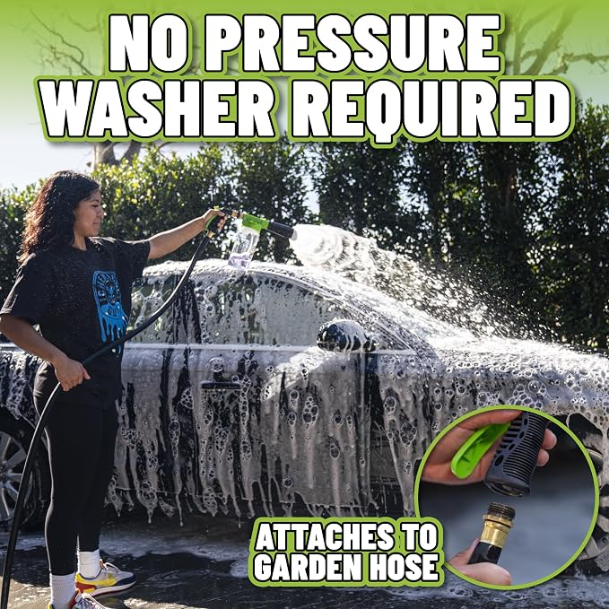 Chemical Guys, TORQ Foam Blaster 6 Cannon, Garden Hose Attachment for Cars | Sprays thick clinging suds straight off your garden hose, no pressure washer, with an adjustable foam ratio dial