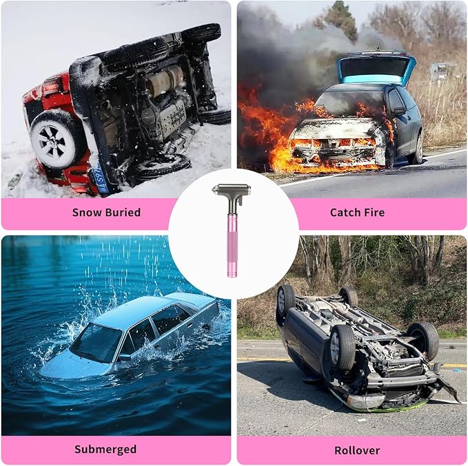 Window Breaker, 3-in-1 Car Safety Tool with Seat Belt Cutter and Glass Breaker