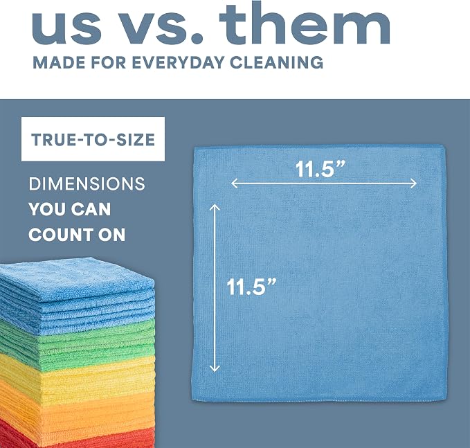 S&T INC. Microfiber Cleaning Cloth, 150 Pack, 11.5" x 11.5"