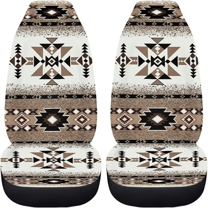 Aztec Car Front Seat Cover Set Soft Driver Car Seat Cover Navajo Brown Comfort Front Seats Only,Bucket Seat Covers Universal Fit for Auto SUV Truck Sedan