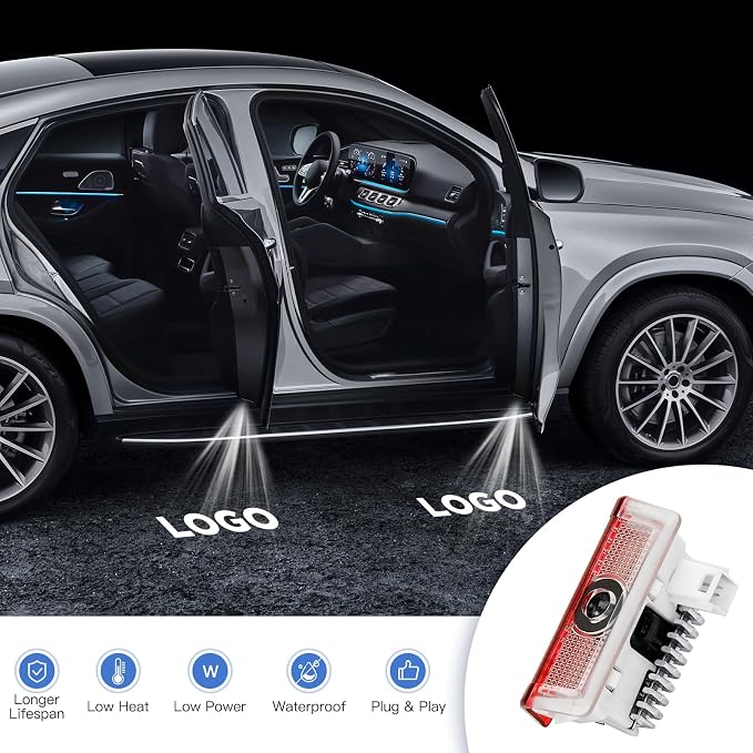 Car Door Lights Logo Projector - [4 Pack] 4K HD Puddle Lights for A/B/C/E/S/CLA/CLS/GLA/GLB/GLC/GLE/GLS/G/SL-Class/AMG GT 4-Door/V-Class/Metris Series