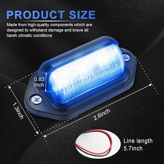 LivTee License Plate LED Light 2PCS, Universal 12V Waterproof Tag Lamp for Car Truck SUV RV Trailer Boat Van, Blue