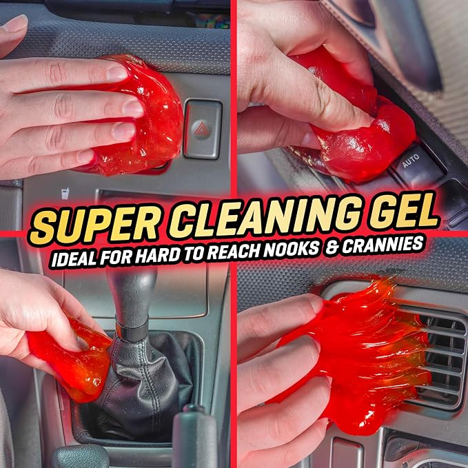 CarPlan Demon Slime 5.6 Oz - Car Interior Cleaner Gel | Putty Removes Dust & Dirt - for Detailing, Cleaning Vents, Cup Holders, Keyboards, Offices | Hot Cherry Scent (Pack of 4)