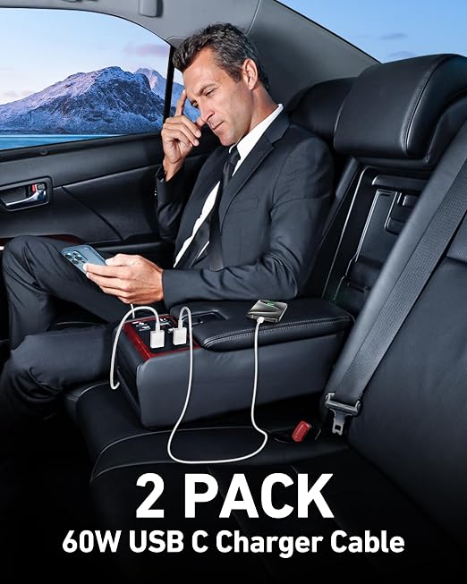 Car Carplay Cable for iPhone 17/17 Pro/Air/17e/16/15 Pro Max Charger Cord | 2Pack USB A to USB C for CarPlay USBC Cable, iPad, Galaxy, Android Phone Accessories Charging Wire Type-C Car Charger Cord