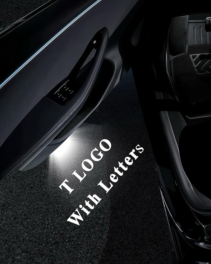 LOWEEY Car Door Lights Logo Projector, Tesla Accessories for Model Y 3 X S | 4K HD Puddle Lights Compatible with Model Y Juniper Model 3 Highland S X, Ultra-Bright No Fade 3D Laser Welcome Light(2 Pack)
