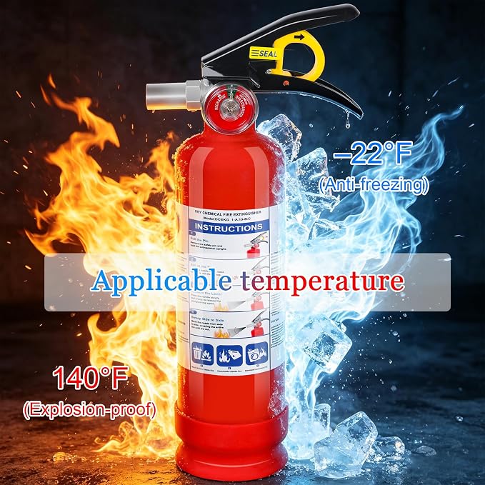 ABC Dry Powder Fire Extinguishers, 2.5lb 1A:10B:C Multi-Class Fire Safety Gear with Quick Release Handle, Portable Fire Extinguisher for Home Kitchen Car Truck RV Boat Office