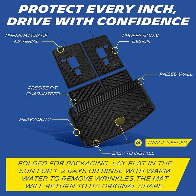 Michelin Vehicle Mats, Premier Series All-Weather TPE Custom Fit Liner for 2021-2026 Jeep Grand Cherokee L (3 Piece)